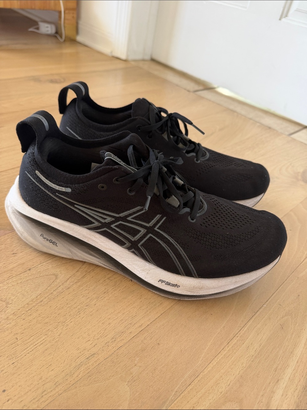 ASICS Black Athletic Running Shoes with White Midsole